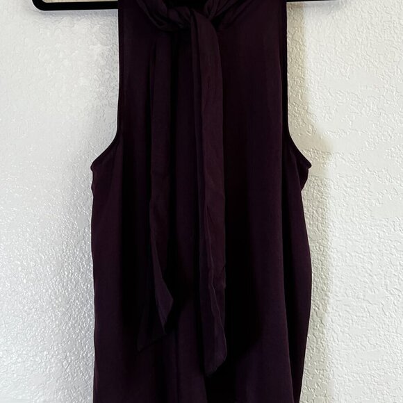Banana Republic Saba Bow-Neck Sleeveless Blouse Top Dark Plum Size Large - Picture 3 of 8